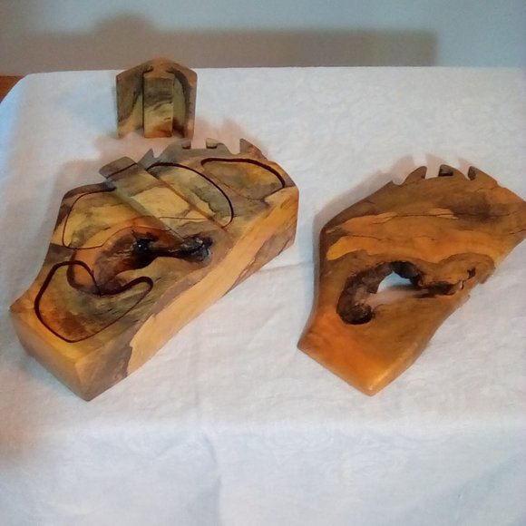 Handcrafted artist wood jewelry box men - Picture 3 of 8